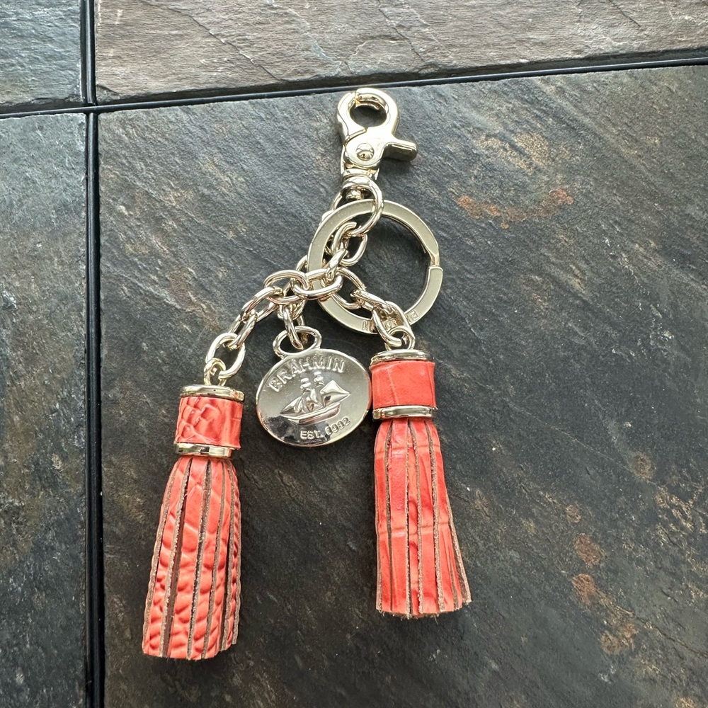 Brahmin Keychain Orange 🧡 Purse Charm Tassel